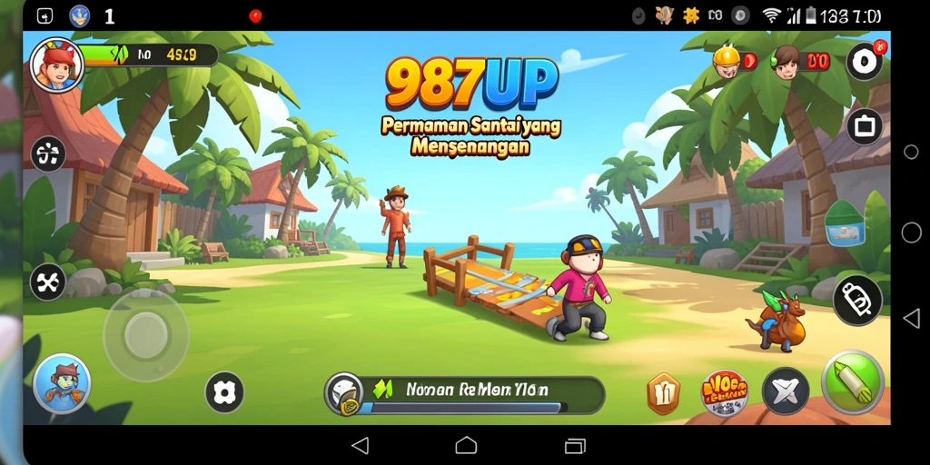 Tampilan gameplay seru di 987UP dengan berbagai level menarik.
