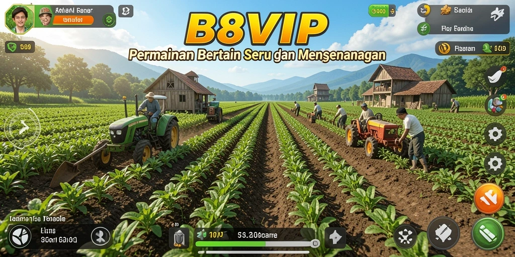 Tampilan gameplay B8VIP dengan keindahan lahan pertanian.