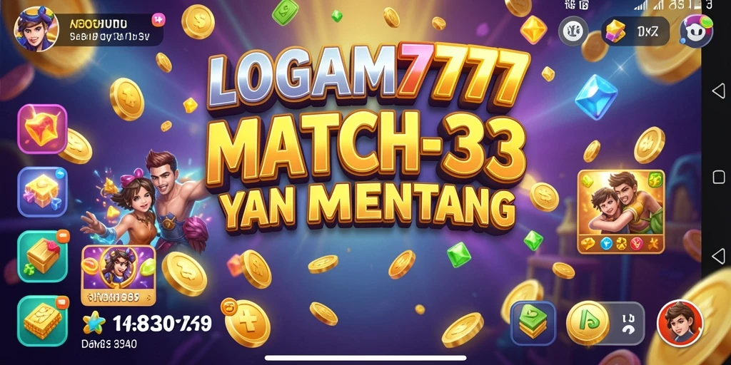 Screenshot gameplay LOGAM777 menampilkan aksi mencocokkan benda serupa.