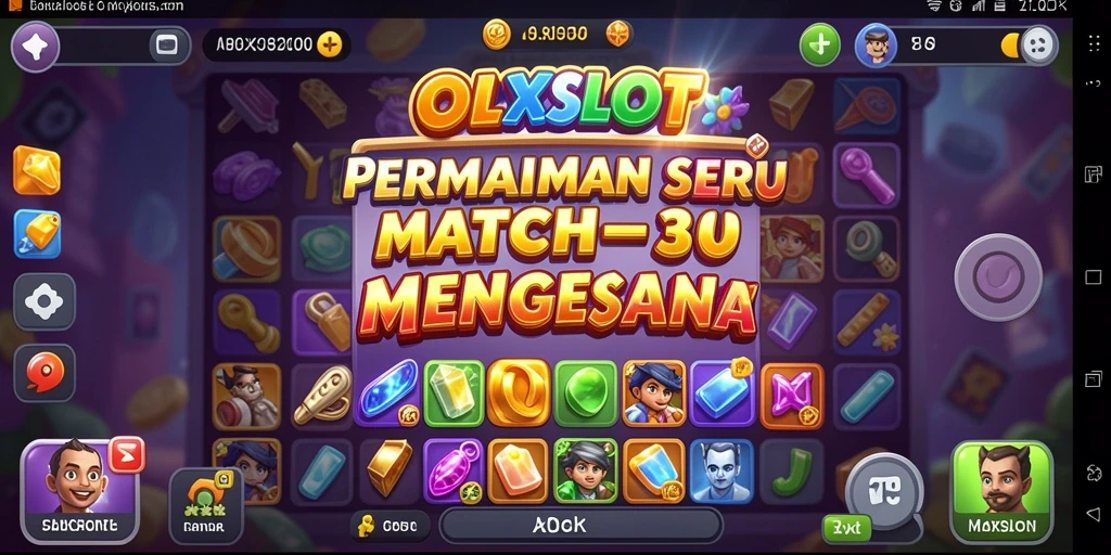 Screenshot gameplay OLXSLOT menampilkan aksi seru dalam permainan Match-3.